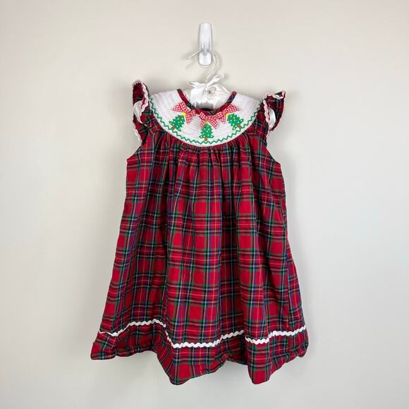 Lil Cactus Smocked Plaid Christmas Tree Dress 2T - Picture 1 of 6